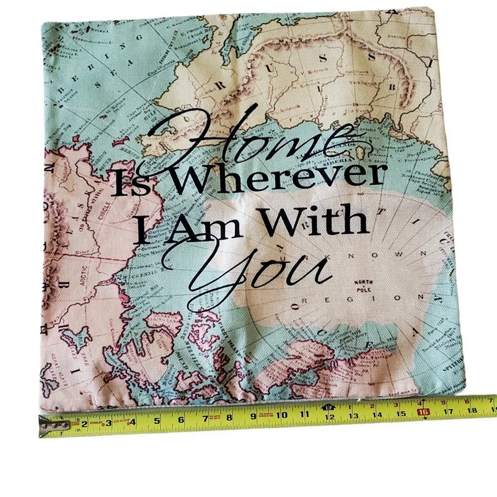 Smilyard World Map Pillow Cover Home‎ Is Wherever I Am With You